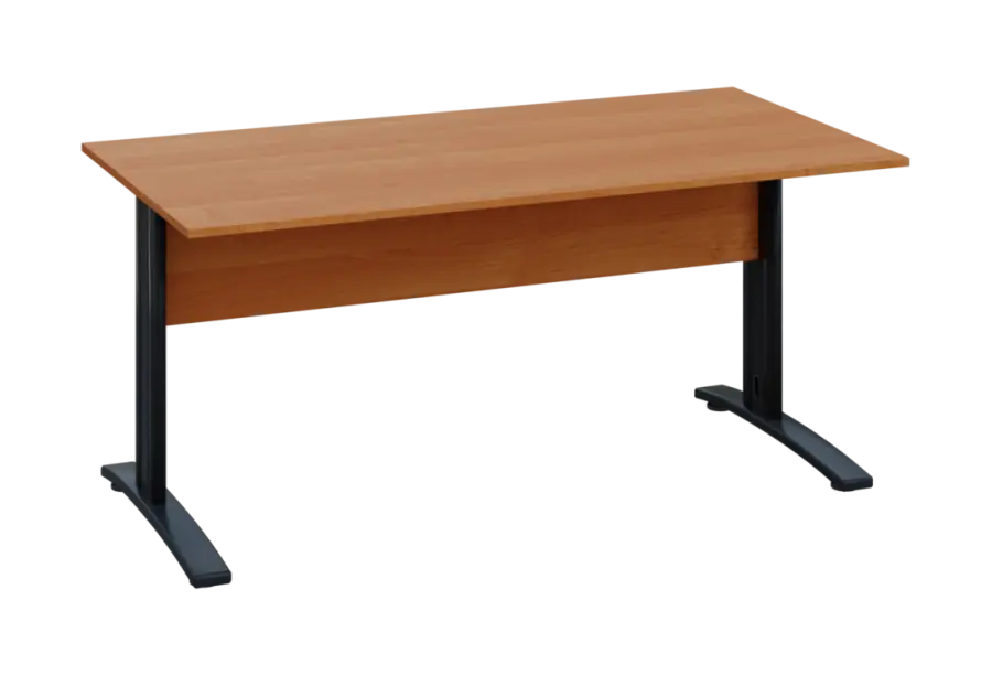 EPK 18 - 16 stůl kancelářský, kovová podnož černá, deska 18 mm, široký 1600 mm, olše jantar